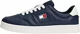 TOMMY JEANS Herren Cupsole Sneaker The Greenwich New aus Leder, Blau (Dark Night Navy), 46