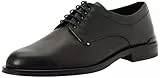 Tommy Hilfiger Herren Derby Schuhe Corporate aus Leder, Schwarz (Black), 43