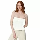 Amazon Essentials Damen Gesmoktes Tanktop aus Baumwoll-Stretch-Popeline, Grellweiß, L