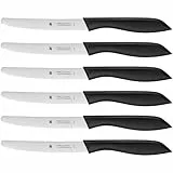 WMF Classic Line Frühstücksmesser Set 6-teilig, 23 cm, Brötchenmesser Wellenschliff, Brotzeitmesser, Spezialklingenstahl, Kunststoffgriff, schwarz
