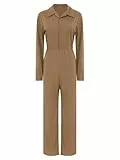 Alvivi Damen Arbeitsoverall Blaumann Jumpsuit Overall Schutzanzug Werkstatt Anzug Rallyekombi Mechaniker Coverall Arbeitskleidung Khaki M