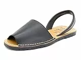 Avarca - Made In Spain - Echtleder Damen Sandalen einfarbig - schöne, Bequeme und praktische Menorca Ibiza Sommerschuhe Strandschuhe 201, 40 EU Schmal, Negro (Black)