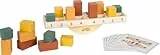 small Foot Montessori Balancierspiel aus FSC 100%-zertifiziertem Holz, 16 farbige Holzblöcke mit Vorlagen, Stapelspiel mit Wippe, für Kinder ab 3 Jahren, 12745