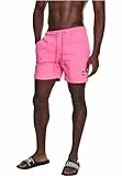 Urban Classics Herren Block Swim Shorts – Badeshorts mit Kordelzug & Taschen, schnelltrocknend, ideal für Strand, Pool & Urlaub,Neonpink,L