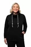 Ulla Popken Damen große Größen Übergrößen Plus Size Sweatshirt, weiter Stehkragen, Taschen, Raglan-Langarm schwarz 50+ 713963100-50+