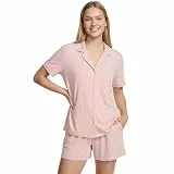 U2SKIIN Schlafanzug Damen kurz Baumwolle, Kurze Pyjama Damen weiche Pyjamas Set leichte Nachtwäsche Sommer Zweiteiler Pyjama Set (Hellrosa, M)