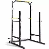 Ultrasport Power Rack mit Klimmzug-Station, Dip-Station, Langhantelablage, Haltevorrichtungen zur Ablage von Gewichten, stabile und Massive Stahlrohrkonstruktion, Power Cage, schwarz gelb