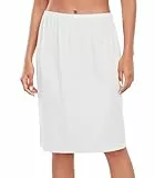 Wikoan Unterrock Damen Knielang Klassische Unterröcke für Damen Petticoat Elegantes Unsichtbar Underskirt Halber röcke für Unter Kleid Weiß M