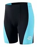 Havideto Badehose Jungen mit Reflexstreifen UV-Schutz UPF 50+ Kinder Schwimmhose Endurance Jammer Weitem Elastikbund und Kordelzug Schnelltrocknende Chlorresistent Blau 134/140