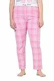 Ulla Popken Damen große Größen Übergrößen Plus Size Pyjamahose, Karomuster, gerades Bein, Elastikbund rosa 62+ 845077810-62+