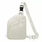 TOPEAST Anti-Diebstahl-Umhängetasche für Damen und Herren, kleine Umhängetasche, Crossbody-Tasche für Damen, Reisen, Sport, Wandern, Workout, Beige