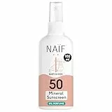 Naïf - Mineralisches Sonnenschutzspray - für Baby & Kind - 0% Parfüm - LSF 50 - Spray ohne Octocrylene - UVA und UVB Schutz - Wasserresistent - Dermatologisch Getestet - Ohne Mikroplastik - 100ml
