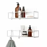 Umbra Cubiko Duschregal, Schweberegale aus Metall mit selbstklebenden Montageleisten, 2er-Set, Weiss