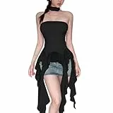 Hanaoops Damen Ärmellos Tank Top Trägerlos Sommer Slim Fit Oberteile Sexy Rückenfreie Y2K Harajuku Tops Basic Low Cut Streetwear für Frauen Zum Ausgehen Party Ästhetisch Patchwork Shirt
