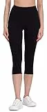 Bellivalini Damen Leggings Bequeme und atmungsaktiv Leggings 3/4 aus Viskose BLV50-148 (Schwarz, L)