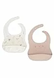 Jollein Lätzchen Baby - Silikon - Lovely Birds - 2er Pack - Flexibles Silikonmaterial - Mit Auffangschale - Babylatz - Leicht zu Reinigen