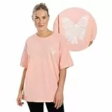 SMILODOX Oversize T-Shirt Damen Payton, Locker geschnittenes Baumwollshirt mit auffälligem Butterfly-Print, Lässiges Gym- und Freizeitshirt mit Komfort-Fit und modischem Statement-Rückenprint