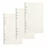 PALUDO 3-Pack Nachfüllpapier A6, 135 Blätter Liniert, 6-Löcher Refill für Filofax, Bullet Journal & Ringbücher