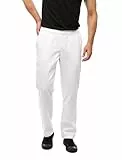 strongAnt Herren Schlupfhose Arzthose aus Baumwolle Pflegerhose Stoffhose mit Gummibund Cargo Kochhose Bäckerhose - Weiß - Größe: 50