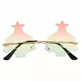 MAGICLULU Randlose Brille Mit Weihnachtsmotiv Kreative Foto-Requisite Brillen-dekor Tragbare Brille Für Party Urlaubs-Foto-Requisite Dekorative Sonnenbrille