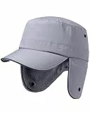GADIEMKENSD Wintermütze mit Ohrklappen für Herren, Fleece-Trappermütze für Damen, warme Regenmütze mit Fleecefutter, wasserdichte Baseballkappe für Skifahren, Eislaufen, Eisangeln, Hellgrau