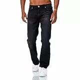 JEEL Herren-Jeans - Relax-Fit Straight-Cut - Jeans-Hose Basic Washed 06-Schwarz 42W / 32L