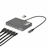 StarTech.com USB-C zu 4-Monitor Workstation Adapter, 4K 60Hz DisplayPort, 140W PD Passthrough, USB für Tastatur und Maus, TAA