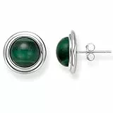 Damen Ohrringe Silber 925, Echter Natürlicher AAA Malachit Edelstein Ohrstecker, 18K Vergoldet