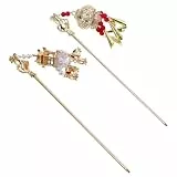 EPIGEIST 2 Stück Leuchtende Chinesische Haarnadeln Retro Perlen-haarstäbe mit Bunny Glückszeichen Stabiles Design für Haarknoten Elegante Haarschmuck Damen Traditioneller Haarschmuck