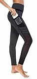 Flatik Sport Leggings Damen mit Taschen， Blickdicht leggingsjogginghose Damen Fitnesshose Laufende Leggings L