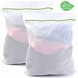Kaycolin Großes Wäschenetz mit Reißverschluss, Wäschenetz für Waschmaschine, 2 Stück, 110 x 90 cm, Wäschesack, Wäschenetze BH, geeignet für Mäntel, Pullover, Steppdecken, Decken, Kissen, große Plüsch