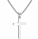 RWQIAN Kreuzkette Herren Kreuz kette Silber 20' Edelstahl Jungen Anhänger Kreuz Halskette Schmuck für Damen