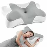 DONAMA Memory Foam Nackenkissen Ergonomisch, Kopfkissen mit Armauflage & Zwei Höhen, Kühlend & Atmungsaktiv, 6-Zonen-Kontur, Nackenstützung für alle Schlafpositionen