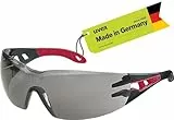Uvex pheos - Schutzbrille - sportliche Sicherheitsbrille mit 100% UV-Schutz - metallfrei, Anti-Beschlag & kratzfest - schwarz/rot, grau 23%