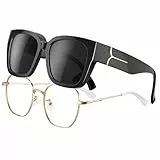 Wrimen überzieh sonnenbrille-Damen und Herren-Polarisiert Sonnenbrille über normale brille-Quadratisch überbrille-Groß Sonnenüberbrille für brillenträger-over glasses sunglasses-mit uv schutz-Schwarz