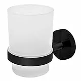Joeji's Edelstahl Zahnbürstenhalter Wand, ohne Bohren als Zahnbürstenbecher, Becher und Zahnpastahalter, Zahnputzbecher Halter als Zahbürstenhalterung (1er-Pack Schwarz)