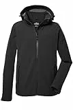 Killtec Herren Softshelljacke Softshelljacke mit abzippbarer Kapuze Herren Softshelljacke wasserabweisend, Winddicht 00200-schwarz L