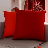 PETTI Artigiani Italiani - Paar Kissenbezüge 65 x 65 cm aus Mikrofaser, Dekokissen für Schlafzimmer, Sofa, Set mit 2 Kissenbezügen, doppelseitiger Kissenbezug in Rot und Bordeaux