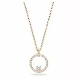 Swarovski Creativity Circle Damenhalskette, Rosé Vergoldete Kette mit Funkelnden, Weißen Swarovski Kristallen