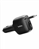 Belkin Kfz Ladegerät USB C 75W mit einziehbarem 75cm USB-C Kabel – iPhone Auto Ladegerät, kompatibel mit iPhone 17 und 16 Serie, Galaxy S25, AirPods, Tablet, MacBook, Chromebook, usw. – Reisezubehör