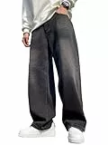 Zewool Herren Baggy Hip Hop Jeans Weite Beinform Streetwear Skater Jeans Lässige Lockere Passform Denim-Hosen Y2K Skateboard Gerade Entspannte Passform Extreme Bewegungsfreiheit,D10 Schwarz,XL