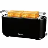 Clatronic® 4 Scheiben-Toaster | mit Brötchenaufsatz | Langschlitztoaster mit Auftau-/Aufwärm-/Schnellstoppfunktion | für Toastbrötchen & Fertigwaffeln | TA 3802 schwarz