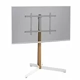 Vogel's TVS 3695 Drehbarer TV-Ständer für 40-77 Zoll | 50 kg | Max VESA 600x400 | TV-Standfuß aus PEFC-zertifiziertem Eichenholz & Stahl | Weiß | Schwenkbar bis 90°