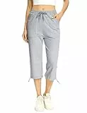 Totatuit 100% Baumwolle Caprihose Damen 3/4 Jogginghose Sommer Kurz Sweathose Freizeit Hose mit Tasche