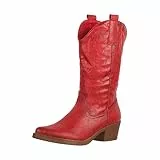 Elara Damen Cowboy Stiefel Biker Boots Chunkyrayan 301-A32P Rot-39