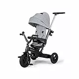 kk Kinderkraft Dreirad 5 in 1 TWIPPER, Kinderdreirad, Jogger mit Schubstange, 360° Drehsitz, höhenverstellbar Elterngriff, Sonnendach, Zubehör: Klingel, Getränkehalter, ab 9 Monate bis 5 Jahre, Grau