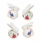 Logbuch-Verlag 4 kleine Bunte Hasen Osterhasen Hasen Figuren kleine Ostergeschenke Hasenfiguren 5 cm Retro aus Porzellan