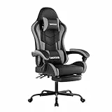 WOTSTA Gaming Chair Computerstuhl Ergonomischer Gaming Stuhl mit Fußstütze Bürostuhl Ergonomischer Computerstuhl mit Lendenwirbelstütze (BLKGY)
