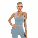 Dmwhy Frauen Wireless Sport Longline-BH, Spaghettiträger Yoga-BH, Abnehmbarer gepolsterter BH, Racer Back Gym Tank Top für Damen, Geeignet für Fitness