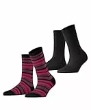 ESPRIT Damen Socken College Stripe Multipack W So Baumwolle gemustert 2 Paar, Schwarz Black 3000, 39-42